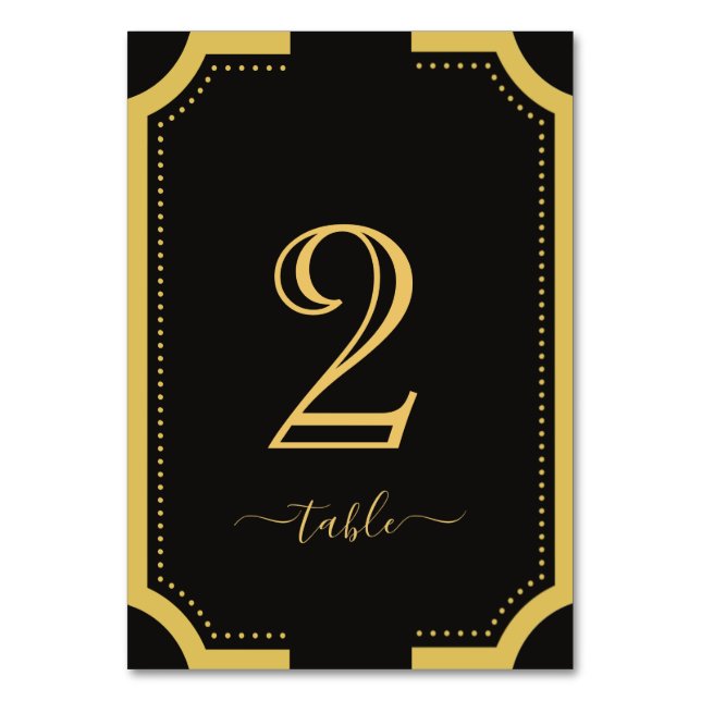 Numéro De Table Noir & or Classic Élégant Mariage en cuivre Table (Par défaut)