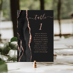 Numéro De Table Noir Rose Or Agate Dark Guest Names Mariage<br><div class="desc">Le bord gauche de cette élégante carte de numéro de table mariage moderne comporte une bordure en aquarelle noire, ornée d'une parties scintillant en or rose. Le mot "table" apparaît dans le script d'écriture manuscrite rose rose sur un arrière - plan non noir. Ajoutez les noms de vos invités qui...</div>