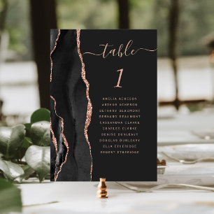 Numéro De Table Noir Rose Or Agate Dark Guest Names Mariage