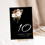 Numéro De Table Noir rustique et Mariage floral de Pêche Numéro de<br><div class="desc">Noir rustique et Pêcher Floral Mariage Numéro de tableau. Élégamment invitation vos invités à votre jour de mariage avec ce numéro de table mariage élégamment conçu avec un beau mélange de pêche et de fleurs vert olive sur un arrière - plan noir brillant. Ce numéro de table mariage a un...</div>