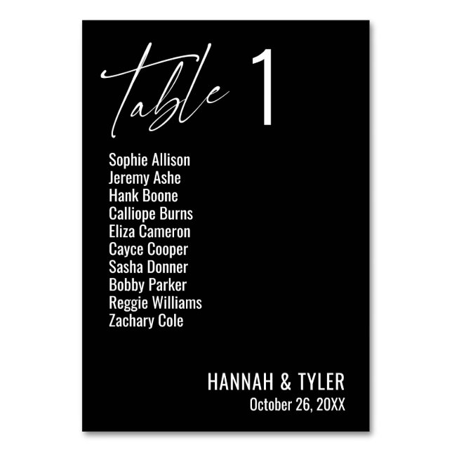 Numéro De Table Noir simple contemporain (Par défaut)