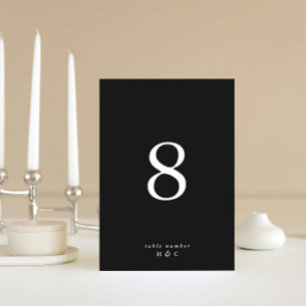 Numéro De Table Noir sur blanc Simple Plain Moderne Premium Élégan