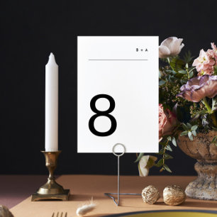 Numéro De Table Noir sur blanc Simple Plain Moderne Premium Élégan