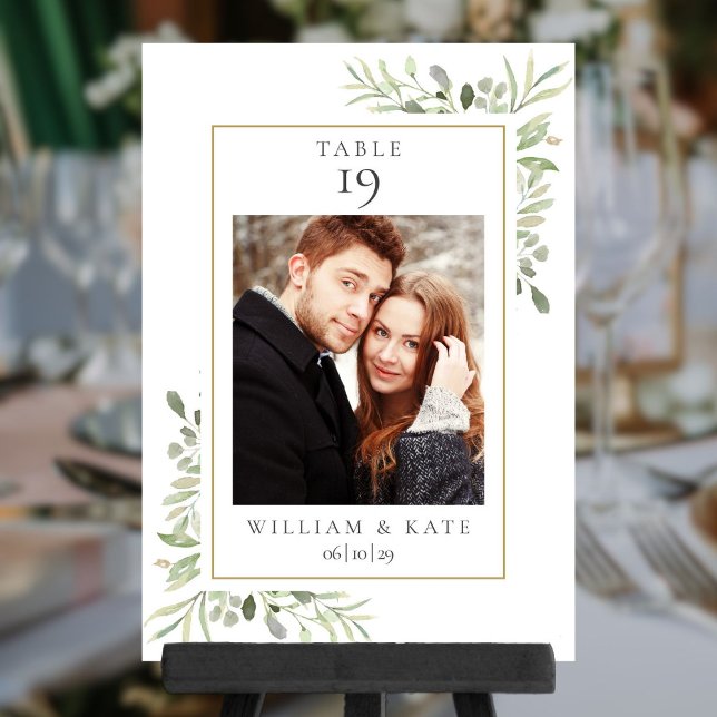 Numéro De Table Nom de la photo verte Date Mariage (Greenery Photo Name Date Wedding Table Number)