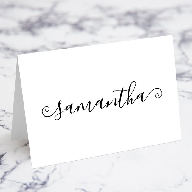Numéro De Table Nom de la signature de lessive courte Nom des cart (Short Curly Swash Signature Name Place Cards)