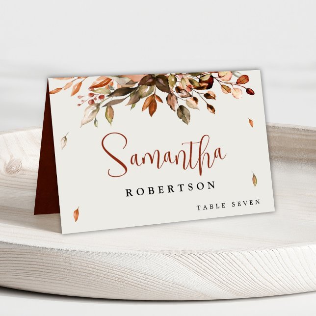 Numéro De Table Nom de l'invité de l'automne rustique de campagne (Autumn Fall wedding place card with printable / customizable guest name and table number)