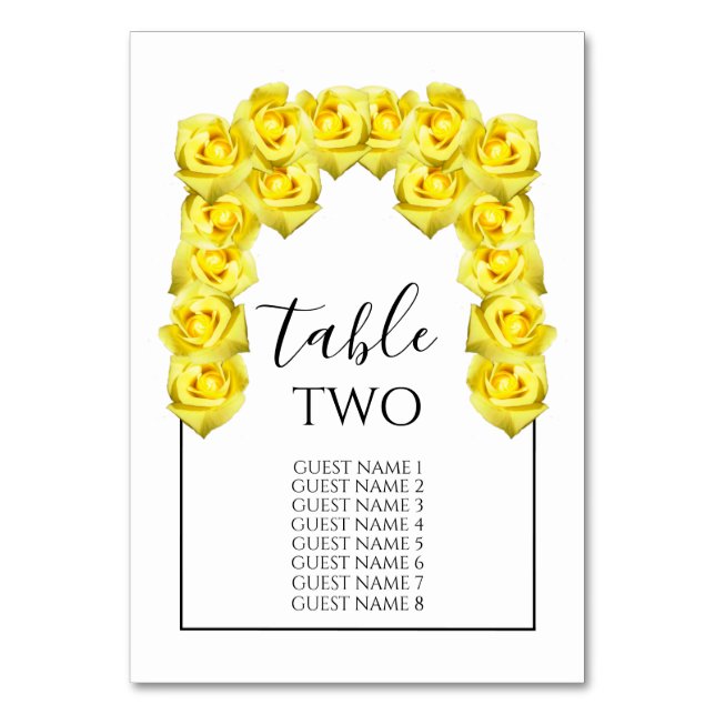 Numéro De Table Nom de l'invité Mariage des Roses Jaunes (Par défaut)