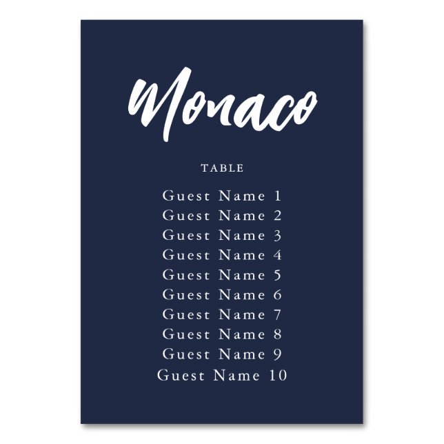 Numéro De Table Nom de table personnalisée Elegant Navy Assignatio (Par défaut)