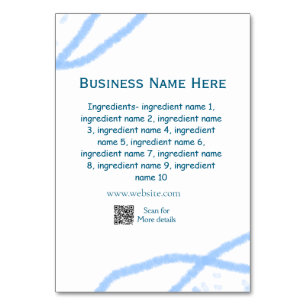 Numéro De Table Nom d'ingrédient ajouter nom d'entreprise site Web