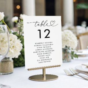 Numéro De Table Nom du graphique de sièges de script cardiaque Mar