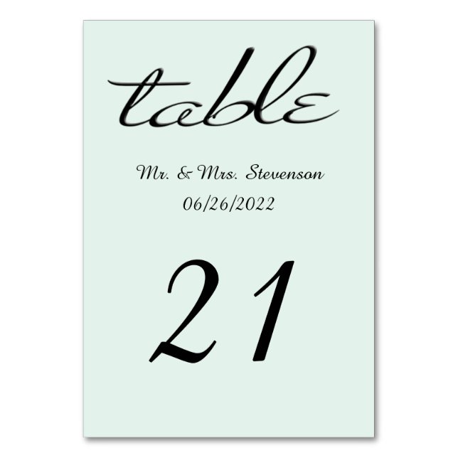Numéro De Table Nom et date de la menthe verte et noire (Dos)