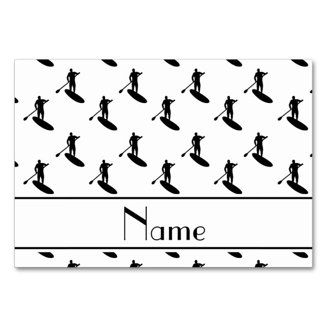 Numéro De Table Nom personnalisé blanc paddleboard noir (Devant)