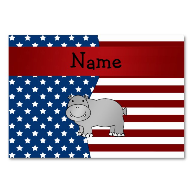 Numéro De Table Nom personnalisé Hippo patriotique (Devant)