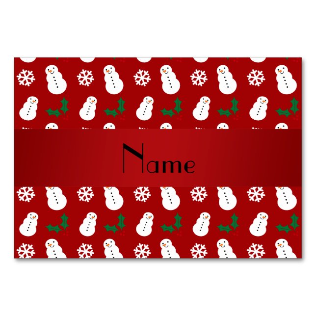 Numéro De Table Nom personnalisé rouge bonhomme de neige noël (Devant)