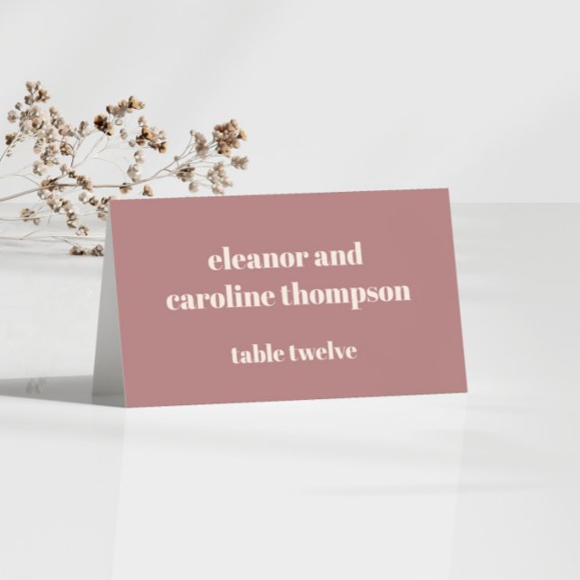 Numéro De Table Nom simple Dusty Rose Custom Wedding Place Card (Créateur téléchargé)