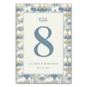 Numéro De Table Nombre Géométrique Bleu-Gris Élégant