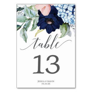 Numéro De Table Nombres du Mariage de fleurs de marine