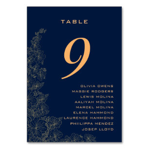 Numéro De Table Noms de motifs floraux subtils et élégants bleu ma