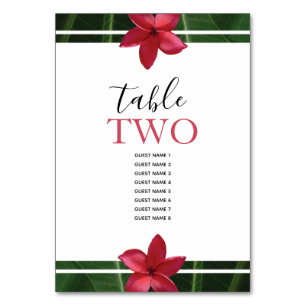 Numéro De Table Noms des hôtes Mariages de Red Frangipani Plumeria