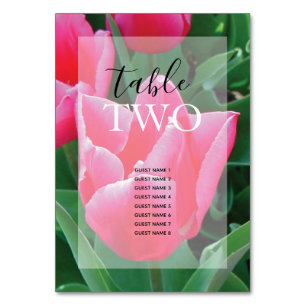 Numéro De Table Noms des invités de mariage aux tulipes roses élég