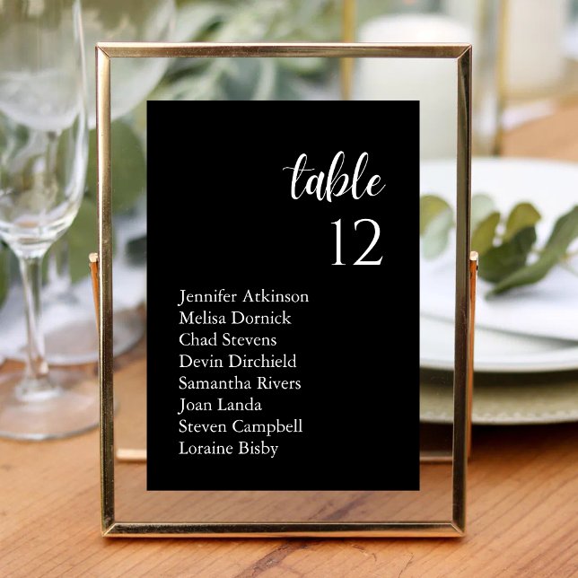 Numéro De Table Noms des invités de mariage élégants classiques av (Classic serif guest names table number adds elegant clarity to your wedding seating.)