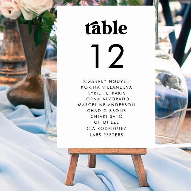 Numéro De Table Noms des invités du tableau de sièges rétroactif M (Créateur téléchargé)