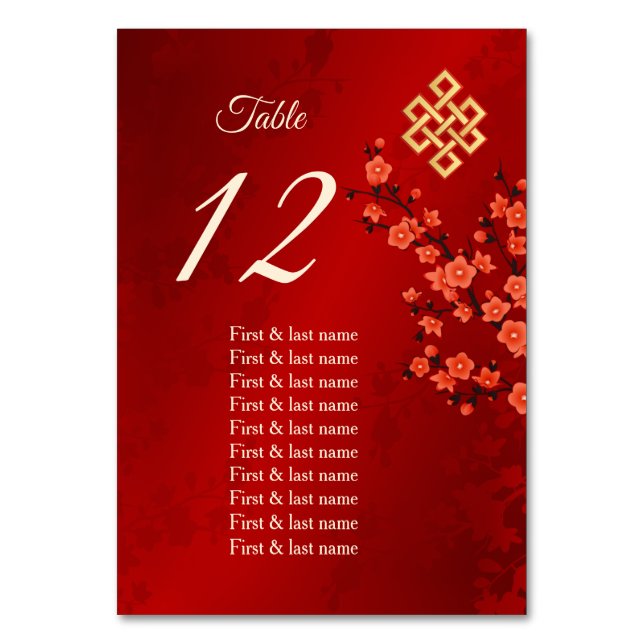 Numéro De Table Noms des invités Mariages Cherry Blossom (Par défaut)