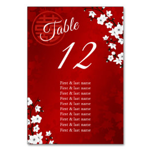Numéro De Table Noms des invités Mariages chinois