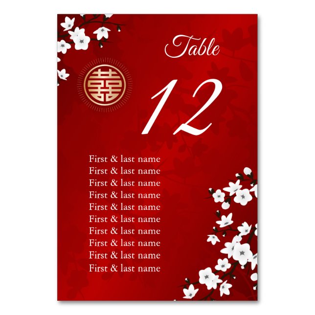 Numéro De Table Noms des invités Mariages chinois (Par défaut)