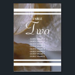 Numéro De Table Noms des invités Mariages des Beach Clams<br><div class="desc">Cette plage de sable blanc est dotée de palourdes en coquillages. Design mariage à thème plage avec collier arrière - plan et texte blanc. Les lignes blanches créant des rubans sont positionnées au-dessus et au-dessous du texte. C'est la destination parfaite de la plage conception de mariage idéal pour toutes les...</div>