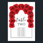 Numéro De Table Noms des invités Mariages Red Roses<br><div class="desc">Ce design présente des roses rouges rustiques. Les roses rouges sont complétées par une bordure noire élégante. Les tons rouges des fleurs roses créent une atmosphère de jardin de campagne fleuri et rustique. Design élégant de carte de numéro de table de mariage avec des éléments modernes. Des invitations de mariage...</div>