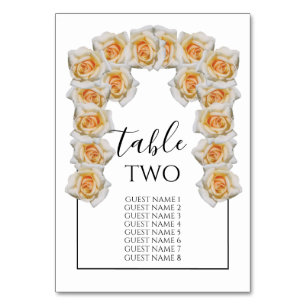 Numéro De Table Noms des invités Mariages Rose orange