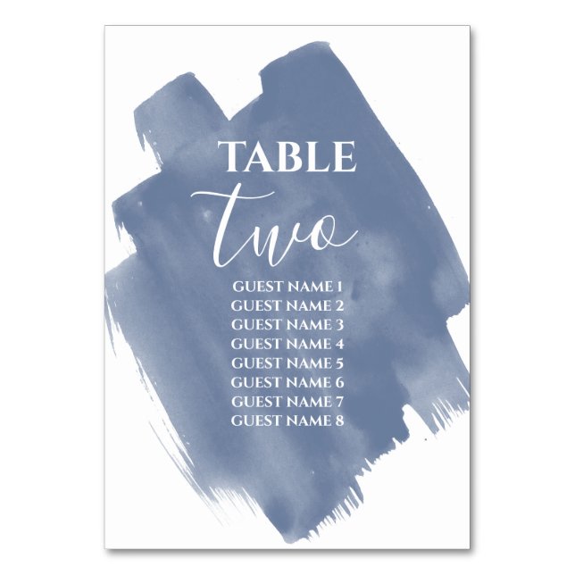 Numéro De Table Noms d'invités Mariages de couleur d'aquarelle ble (Par défaut)