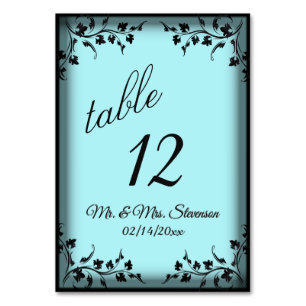 Numéro De Table Noms et date de la chambre de mariée Aqua