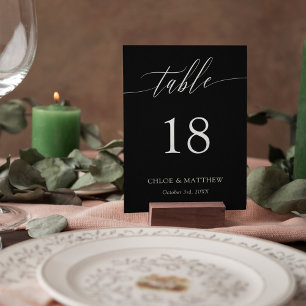 Numéro De Table Noms et date du Mariage de la calligraphie noire