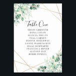 Numéro De Table Noms modernes Vert Eucalyptus Mariage géométrique<br><div class="desc">Noms modernes Verdure Eucalyptus Mariage géométrique Numéro de table. Doté de feuilles d'eucalyptus aquarelle et d'un cadre géométrique doré.</div>