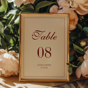Numéro De Table Noms personnalisés de mariage élégants classiques 