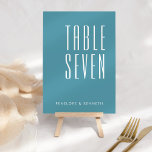 Numéro De Table Noms personnalisés rétro simple Mariage Turquoise<br><div class="desc">Noms personnalisés simples rétro Mariage Turquoise Numéro de table bleue</div>