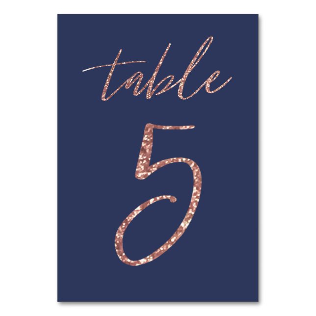 Numéro De Table Non, 5 - Mariage paillettes rose gold et bleu (Par défaut)