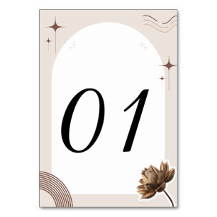Numéro De Table Notes de démarrage minimalistes Brown personnalisa