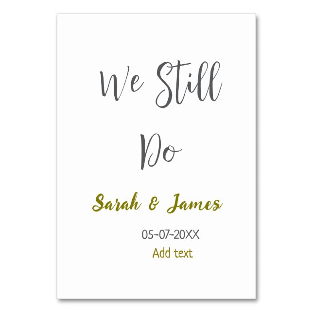 Numéro De Table Nous faisons toujours mariage anniversaire or gris (Par défaut)