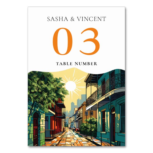 Numéro De Table Nouvelle-Orléans Louisiane Mariage Retro (Par défaut)