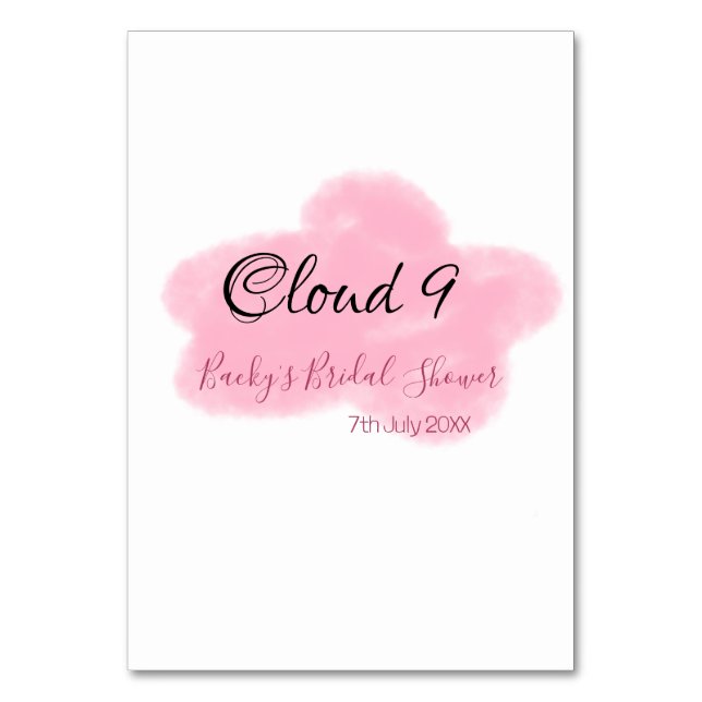 Numéro De Table Nuage neuf rouge pastel shower de mariage nommédat (Par défaut)