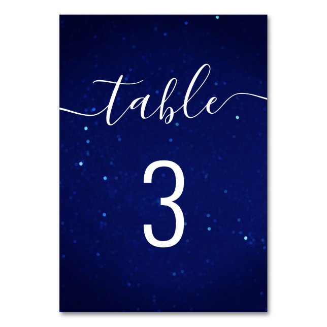 Numéro De Table Nuit bleu marine étoilée de mariage. Calligraphie  (Par défaut)