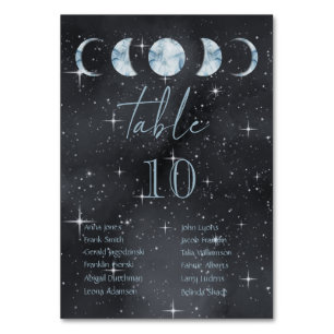 Numéro De Table Nuit étoilée Phases lunaires Mariage céleste
