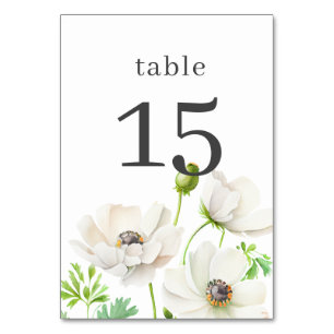 Numéro De Table Numéro de la table blanche des fleurs d'anémone