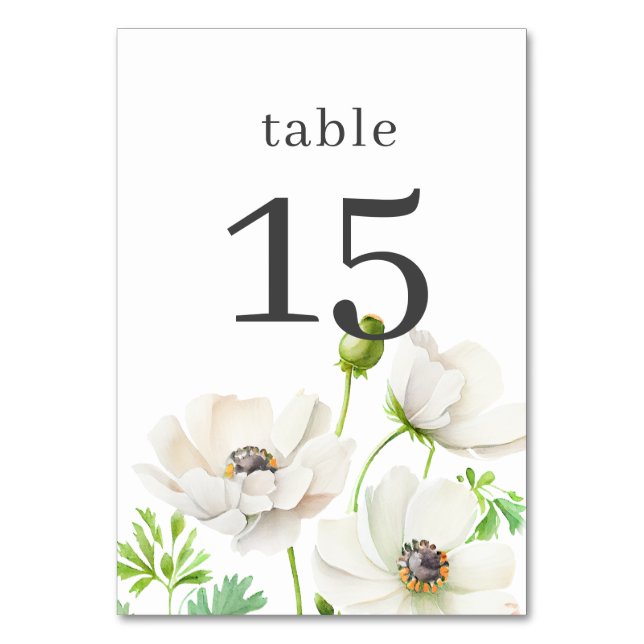 Numéro De Table Numéro de la table blanche des fleurs d'anémone (Par défaut)