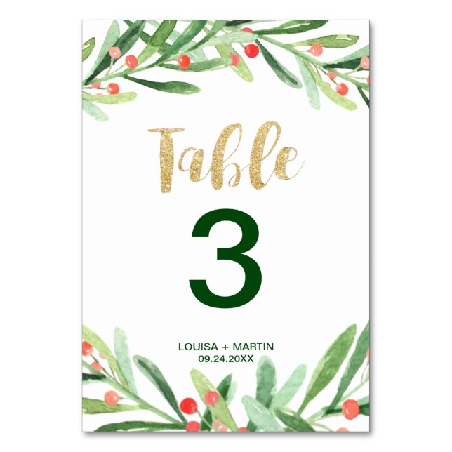 Numéro De Table Numéro de la table Holly Christmas (Par défaut)