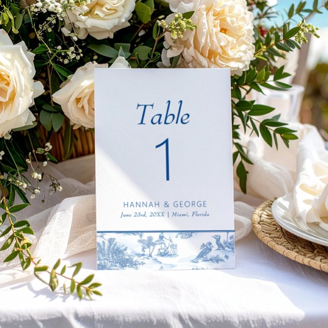 Numéro De Table Numéro de la table Mariage Blue Coastal Toile (Créateur téléchargé)