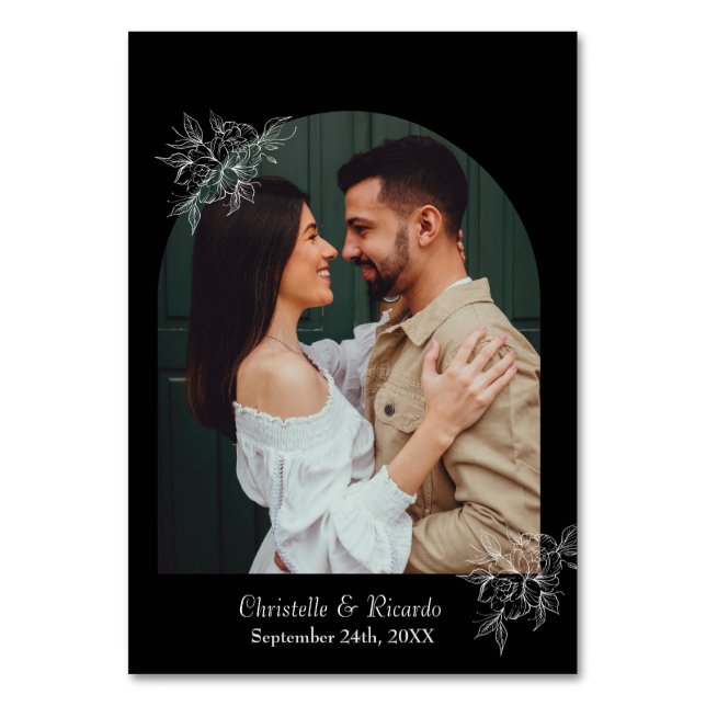 Numéro De Table Numéro de la table photo mariage noir moderne (Dos)